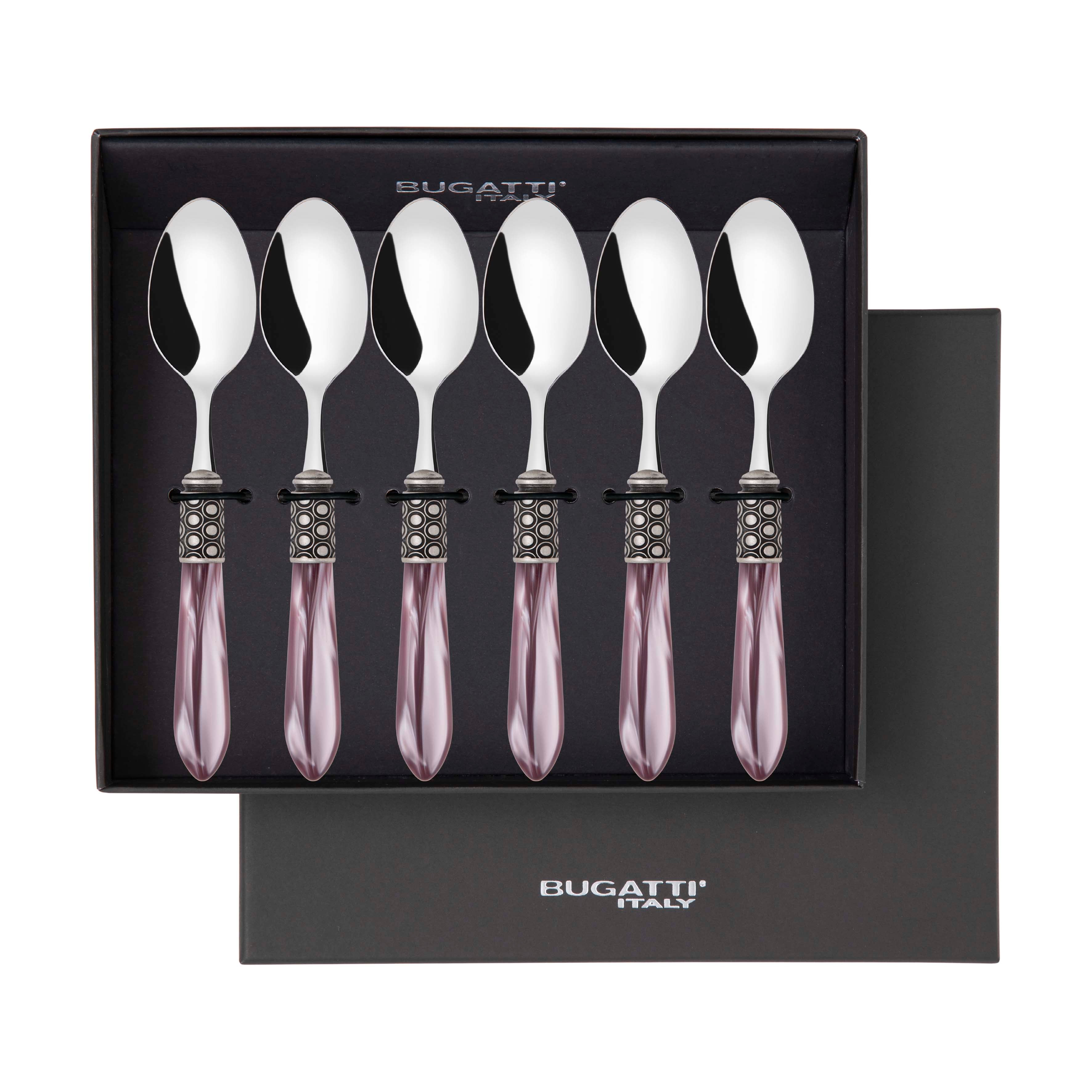 Optical Antique 6 Piece Coffee Spoon Set in gift box - lilac