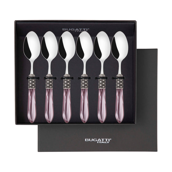 Optical Antique 6 Piece Coffee Spoon Set in gift box - Lilac