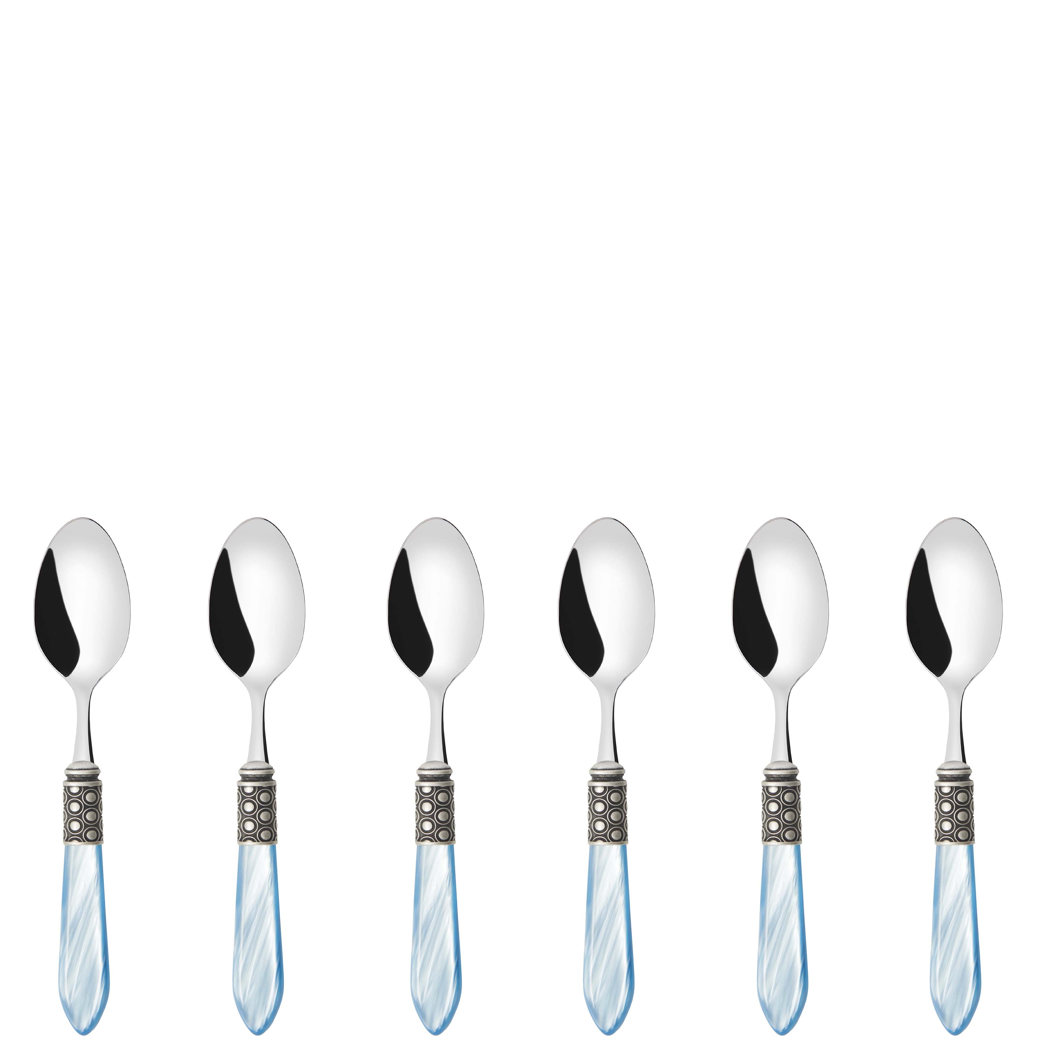 Optical Antique 6 Piece Coffee Spoon Set in gift box - sky blue