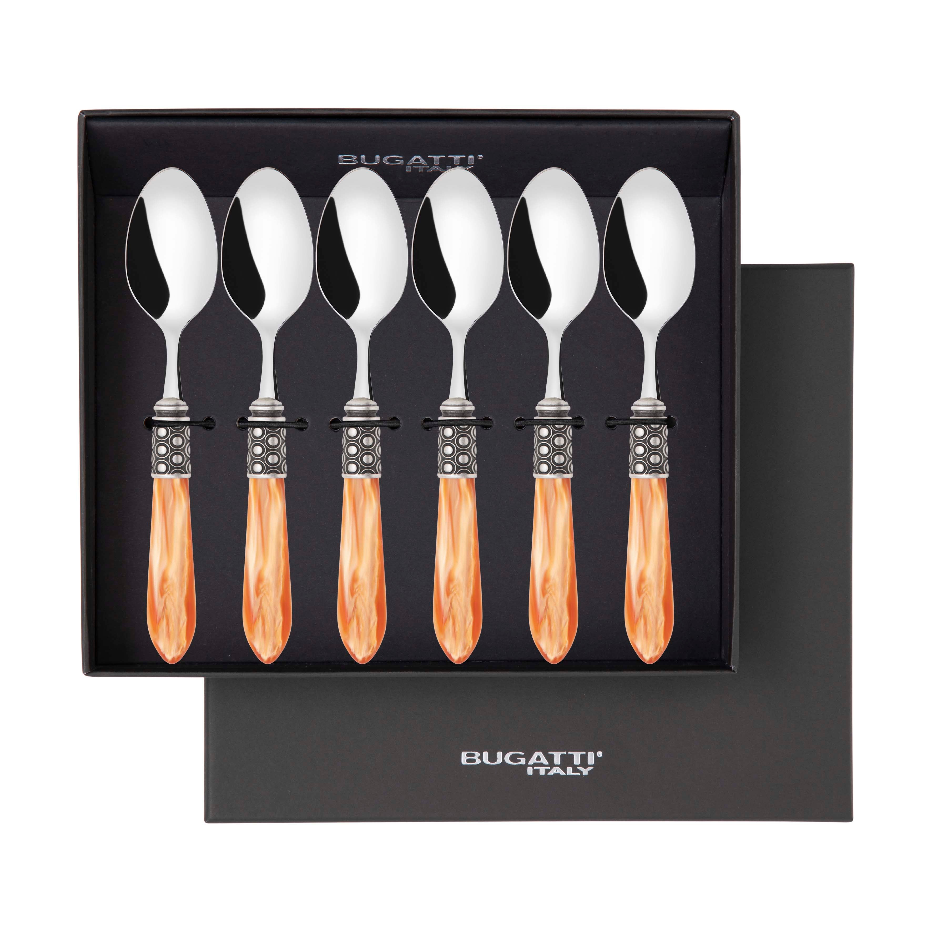 Optical Antique 6 Piece Coffee Spoon Set in gift box - tangerine