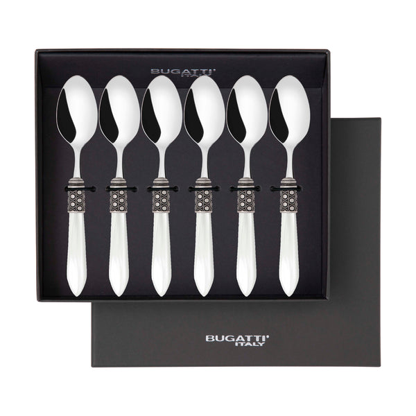 Optical Antique 6 Piece Coffee Spoon Set in gift box - White