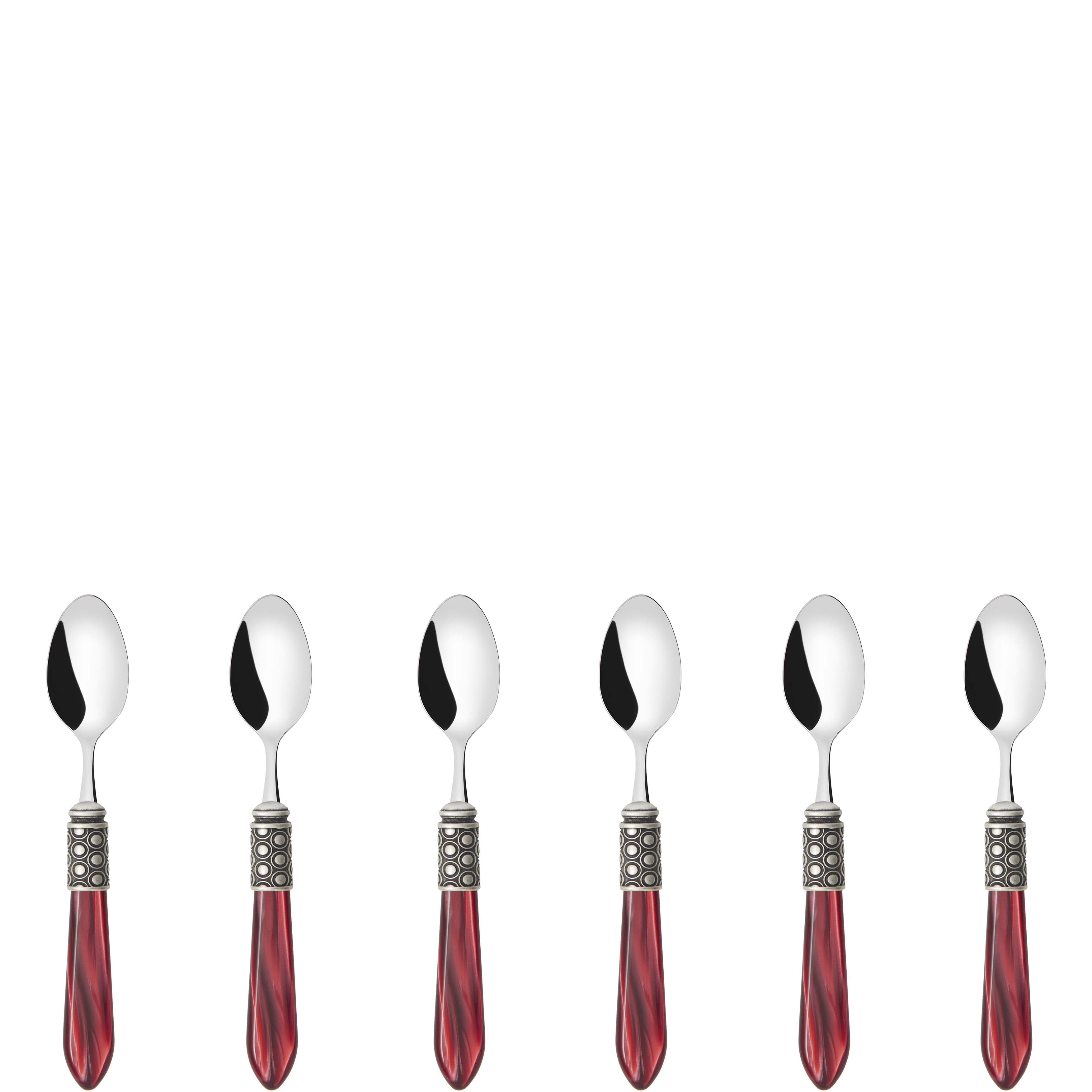 Optical Antique 6 Piece Moka Spoon Set in gift box burgundy