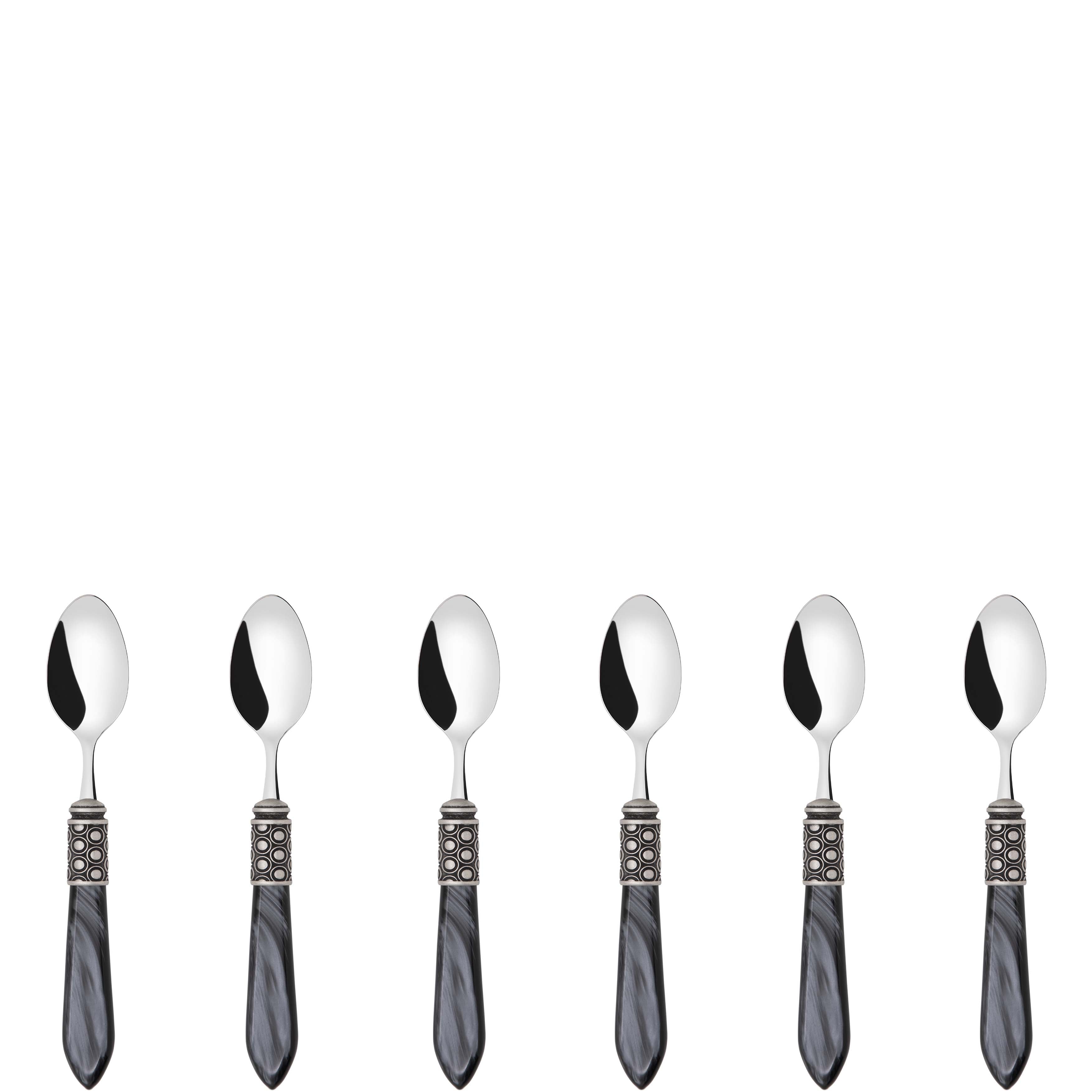 Optical Antique 6 Piece Moka Spoon Set in gift box charcoal