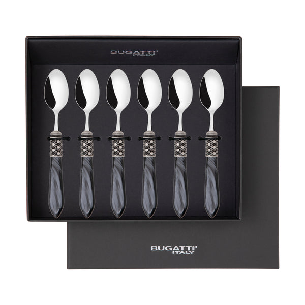 Optical Antique 6 Piece Moka Spoon Set in gift box charcoal