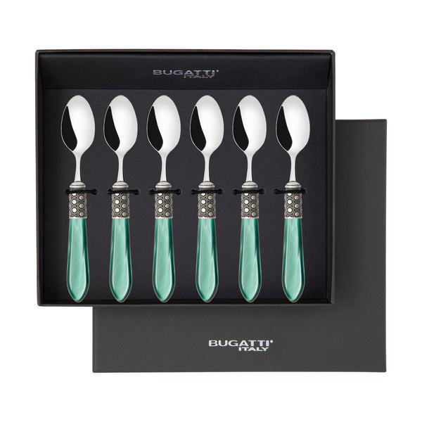 Optical Antique 6 Piece Moka Spoon Set in gift box Emerald Green