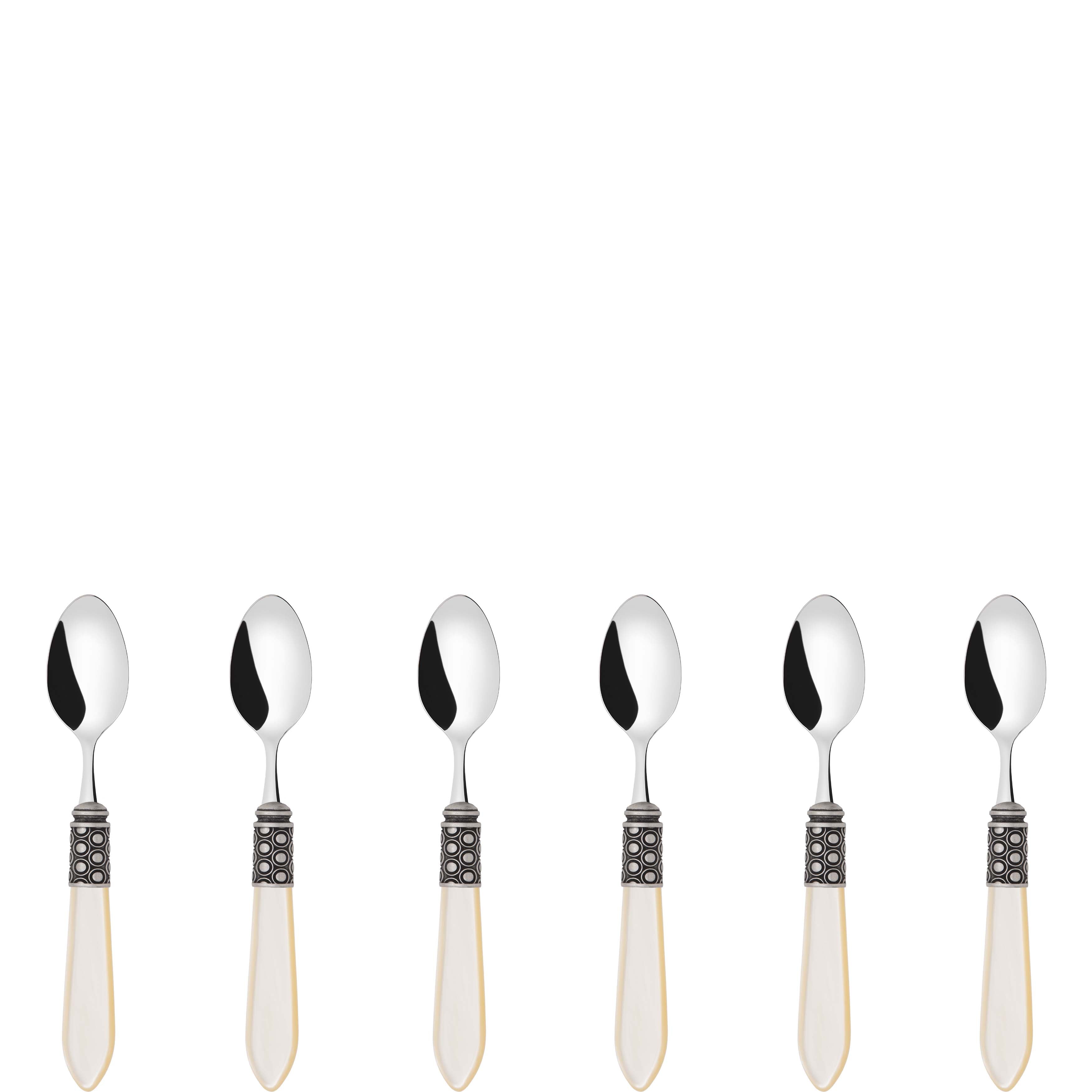 Optical Antique 6 Piece Moka Spoon Set in gift box Ivory