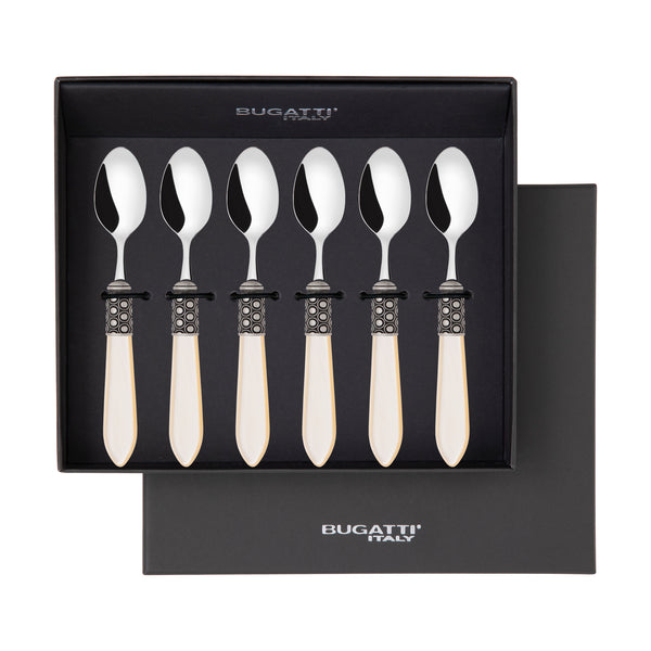Optical Antique 6 Piece Moka Spoon Set in gift box Ivory