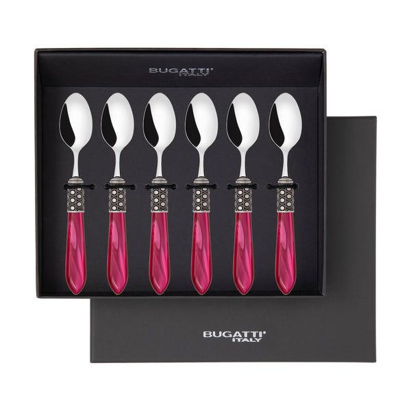 Optical Antique 6 Piece Moka Spoon Set in gift box raspberry