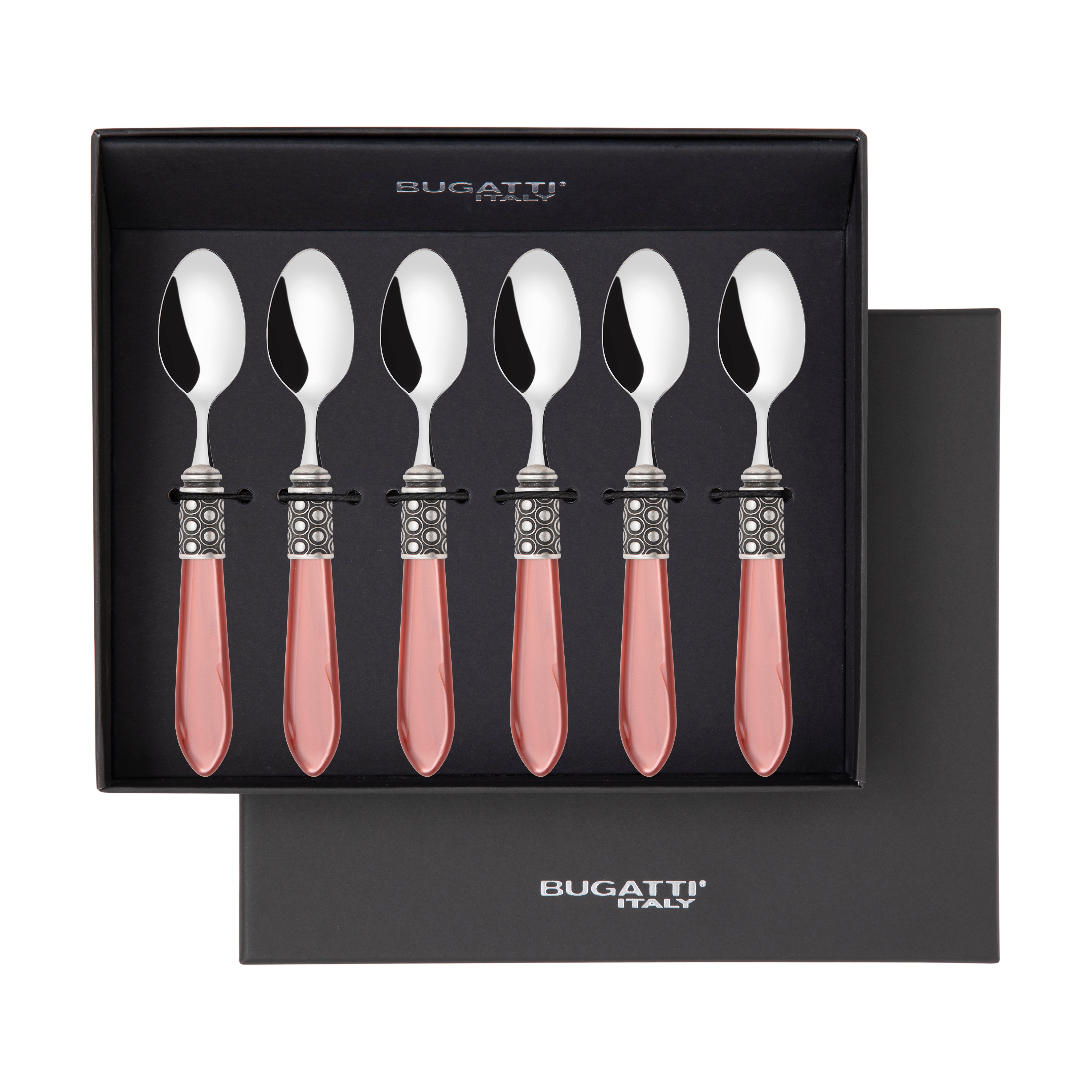 Optical Antique 6 Piece Moka Spoon Set in gift box rust