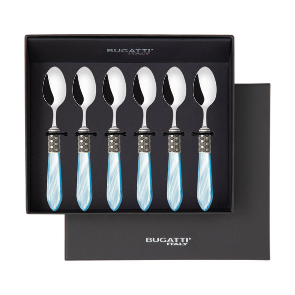 Optical Antique 6 Piece Moka Spoon Set in gift box sky blue