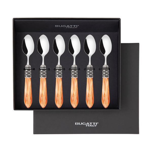 Optical Antique 6 Piece Moka Spoon Set in gift box tangerine