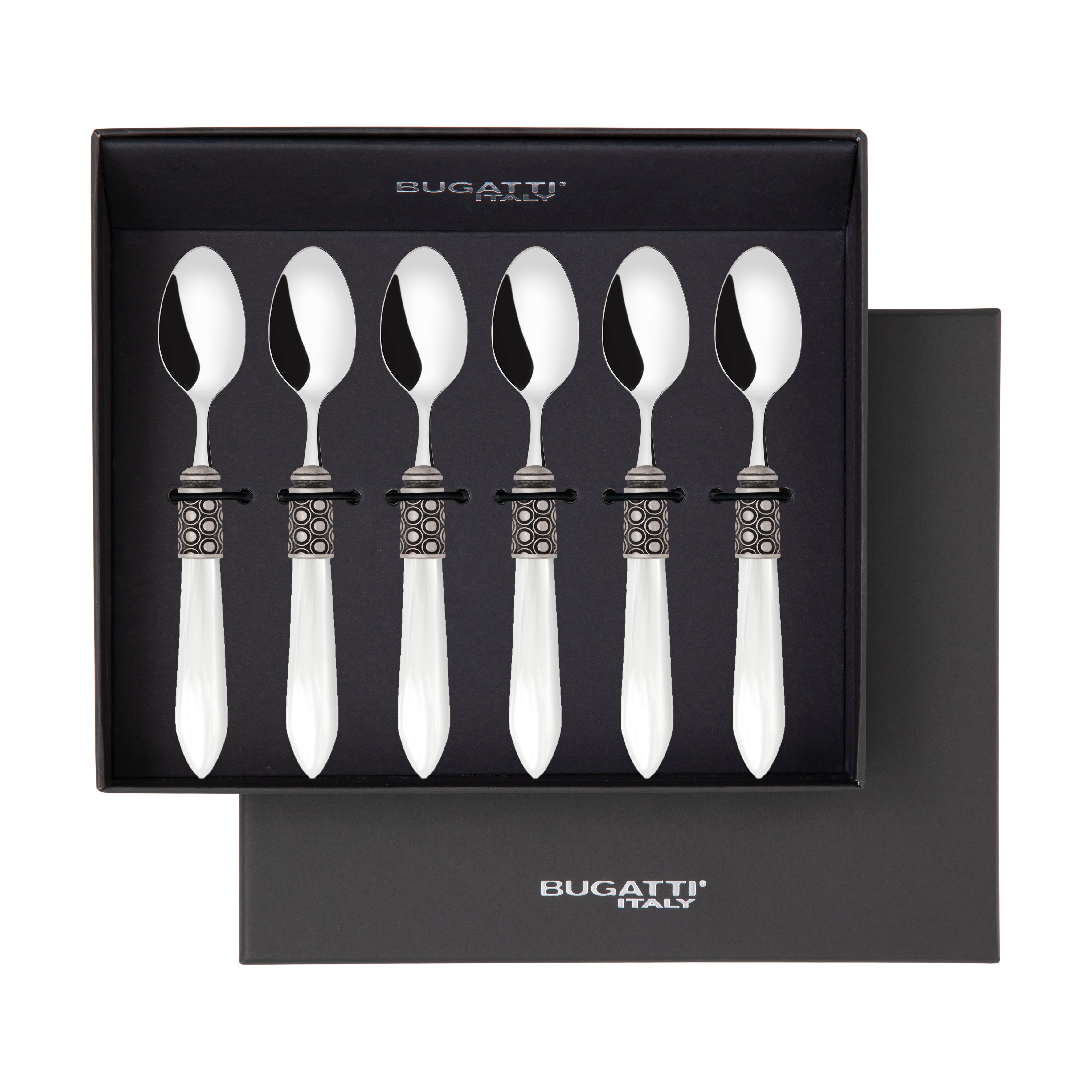 Optical Antique 6 Piece Moka Spoon Set in gift box white