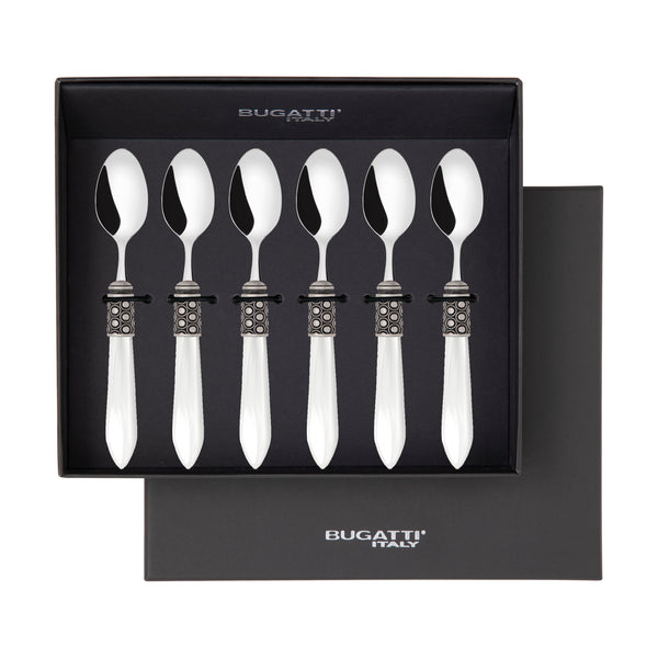 Optical Antique 6 Piece Moka Spoon Set in gift box white