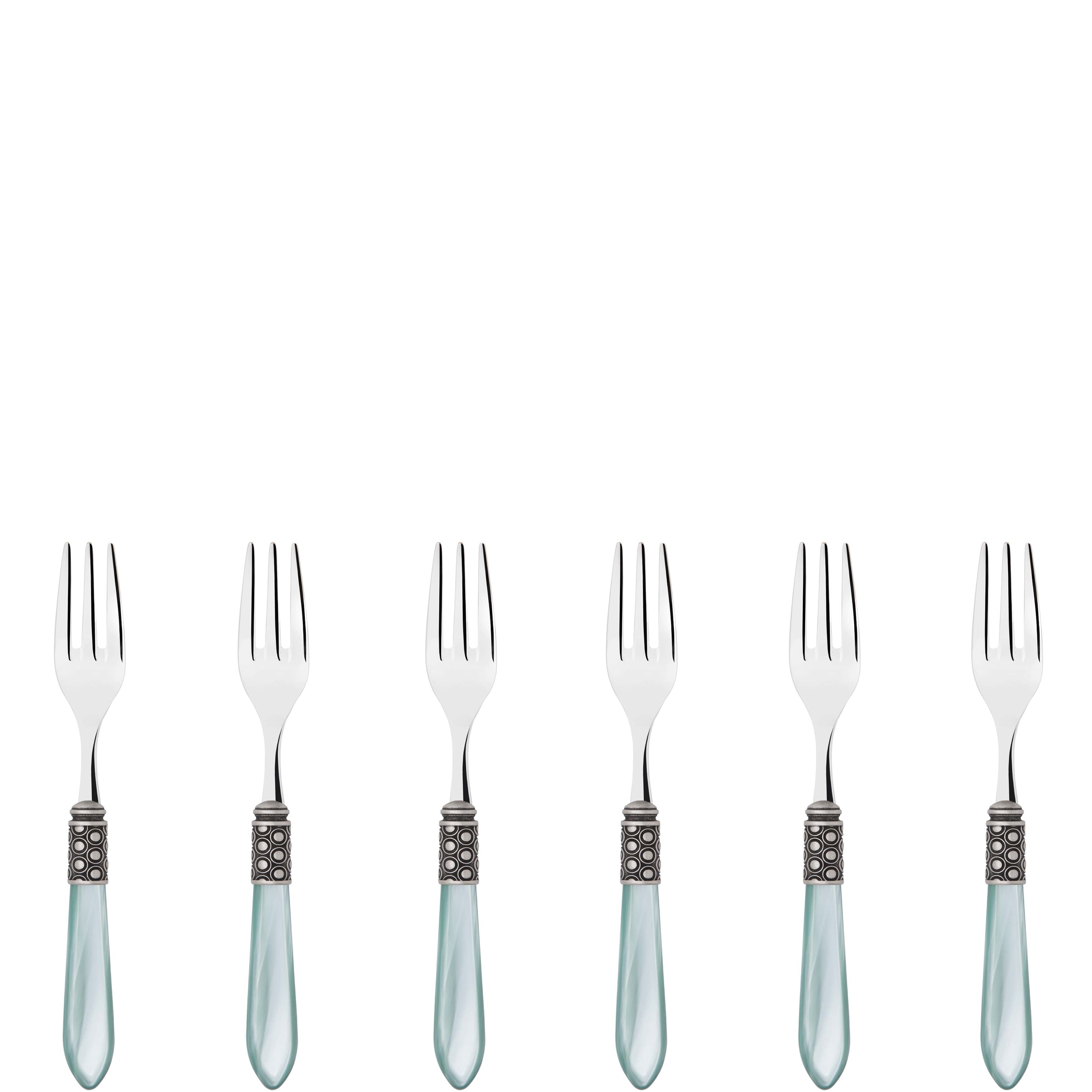 Optical Antique Cocktail / Cake Fork Set in gift box - aqua-Casa Bugatti USA