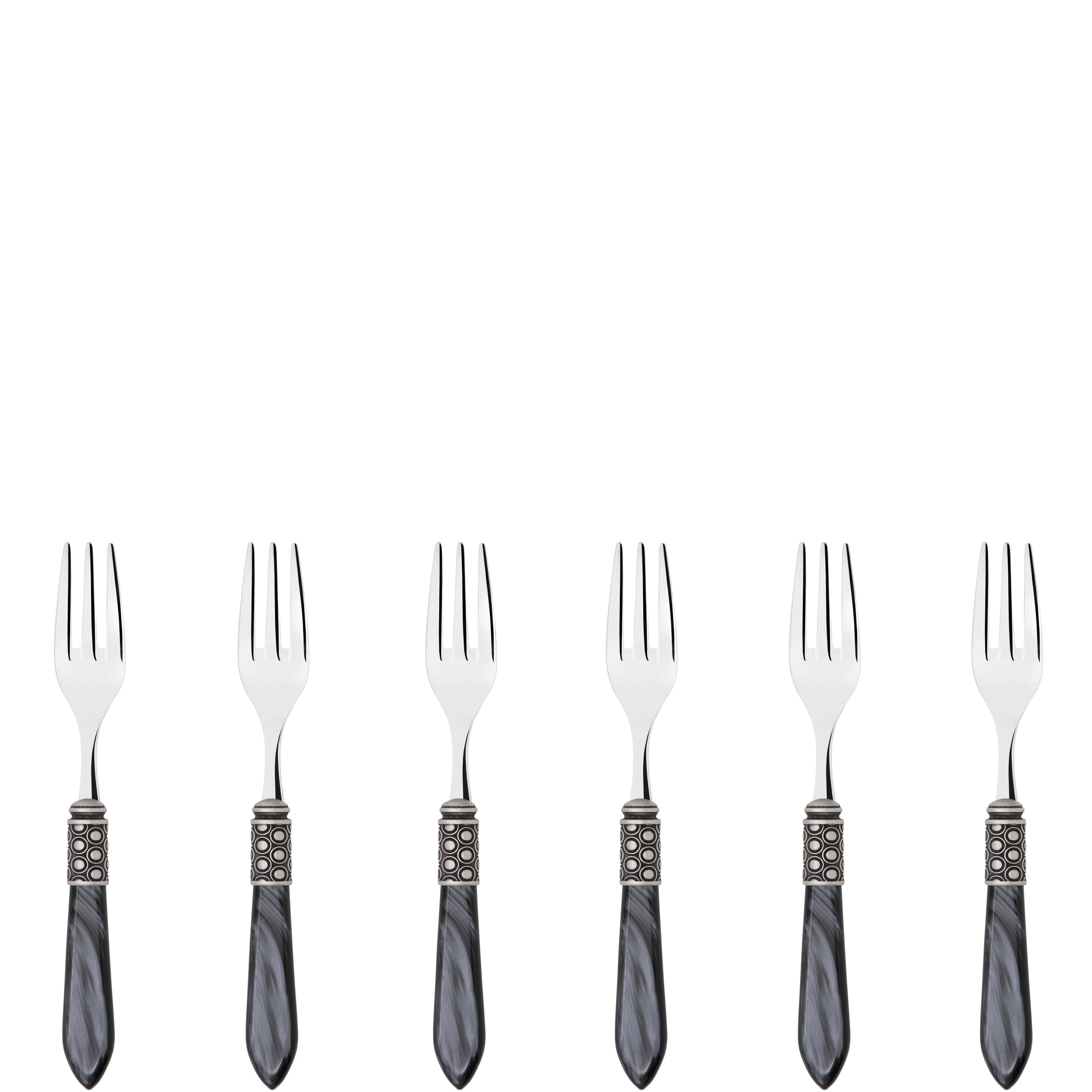 Optical Antique Cocktail / Cake Fork Set in gift box - charcoal