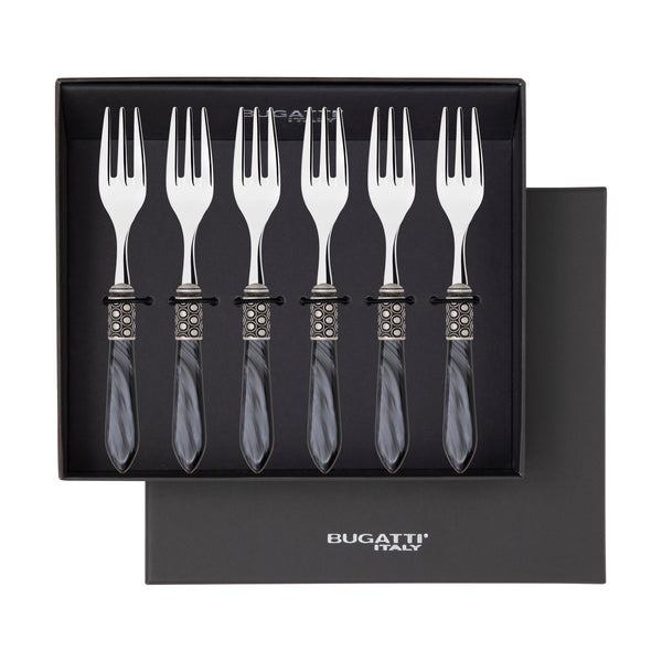 Optical Antique Cocktail / Cake Fork Set in gift box - Charcoal