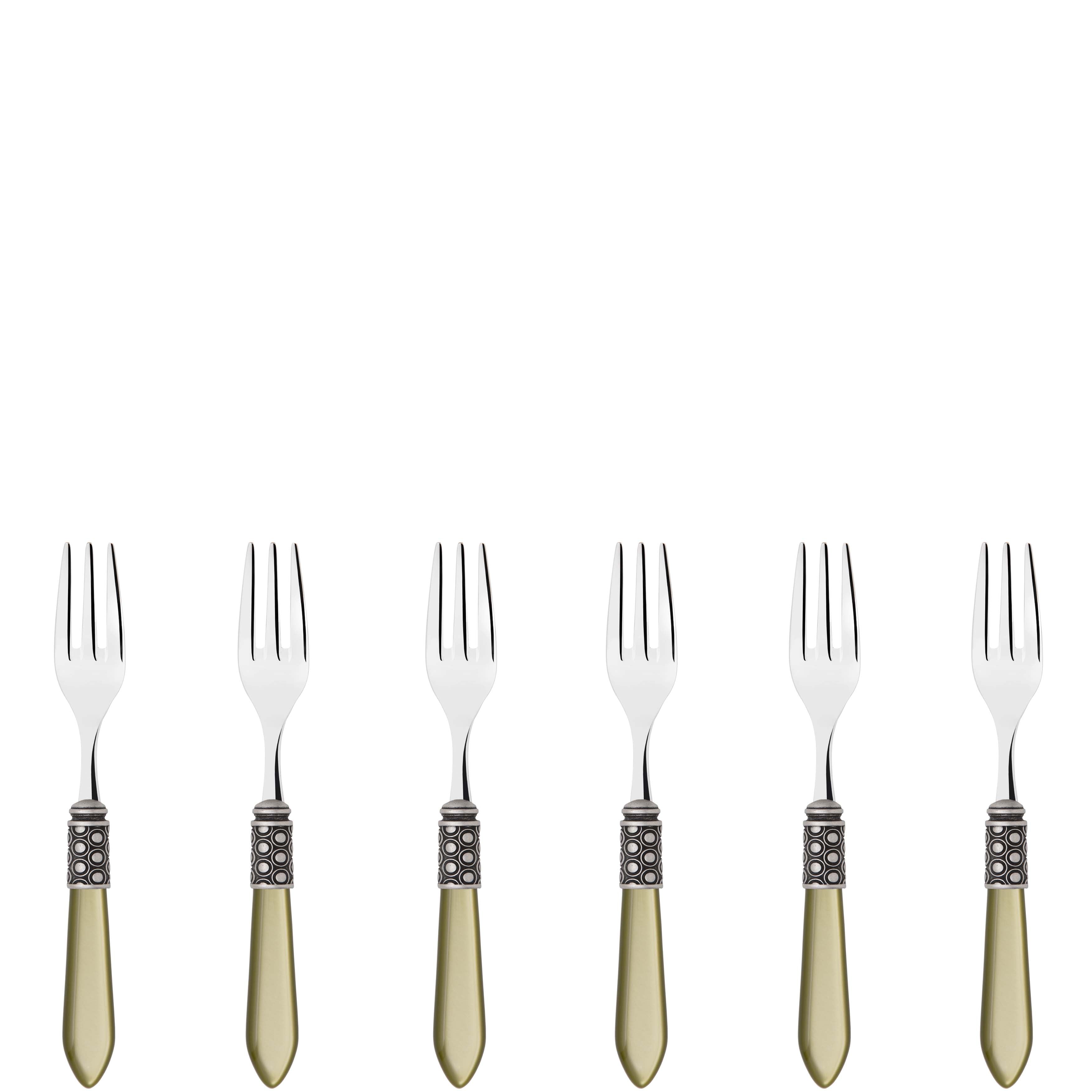 Optical Antique Cocktail / Cake Fork Set in gift box - chartreuse green