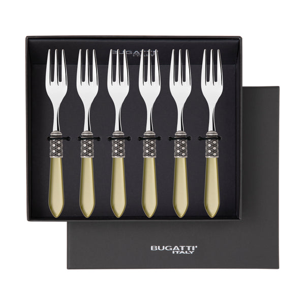 Optical Antique Cocktail / Cake Fork Set in gift box - Chartreuse Green