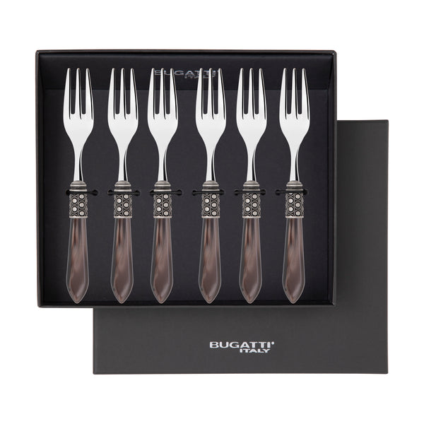 Optical Antique Cocktail / Cake Fork Set in gift box - Chocolate