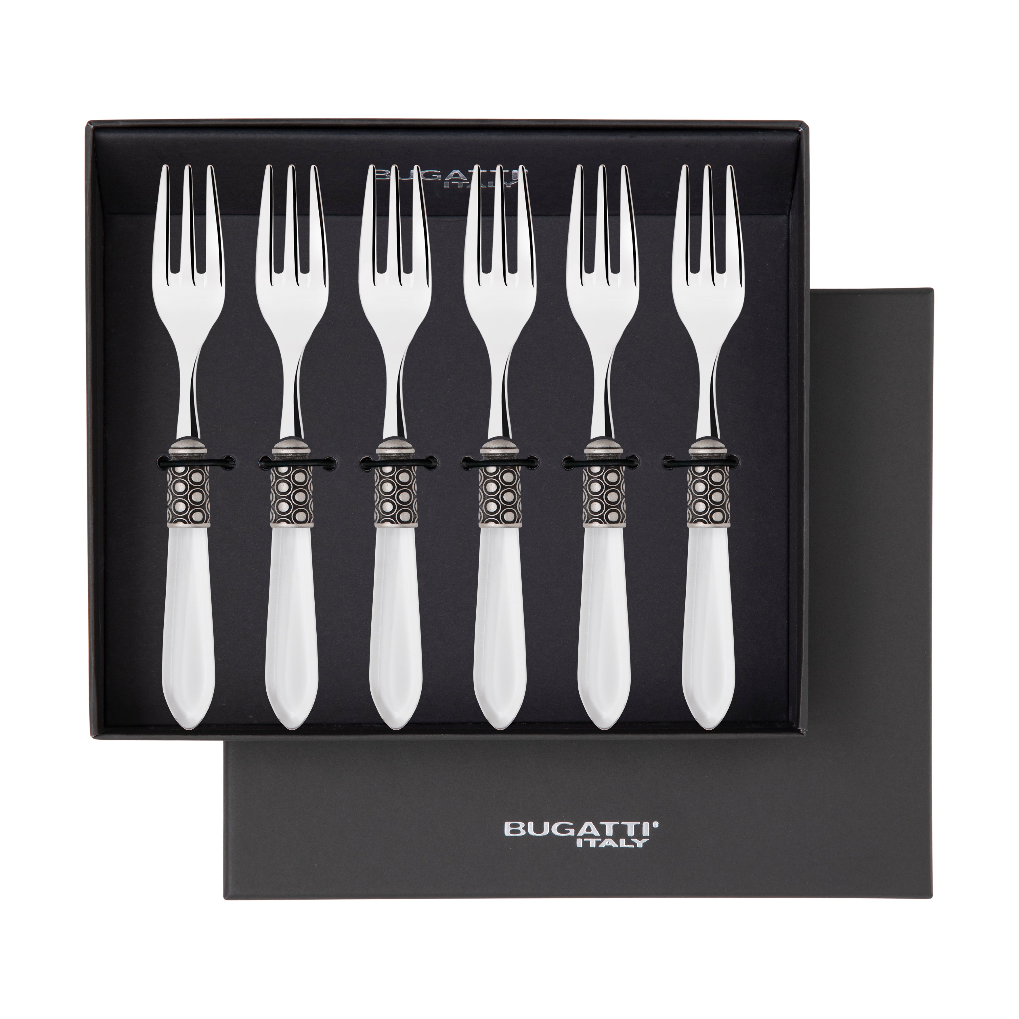 Optical Antique Cocktail / Cake Fork Set in gift box - clear