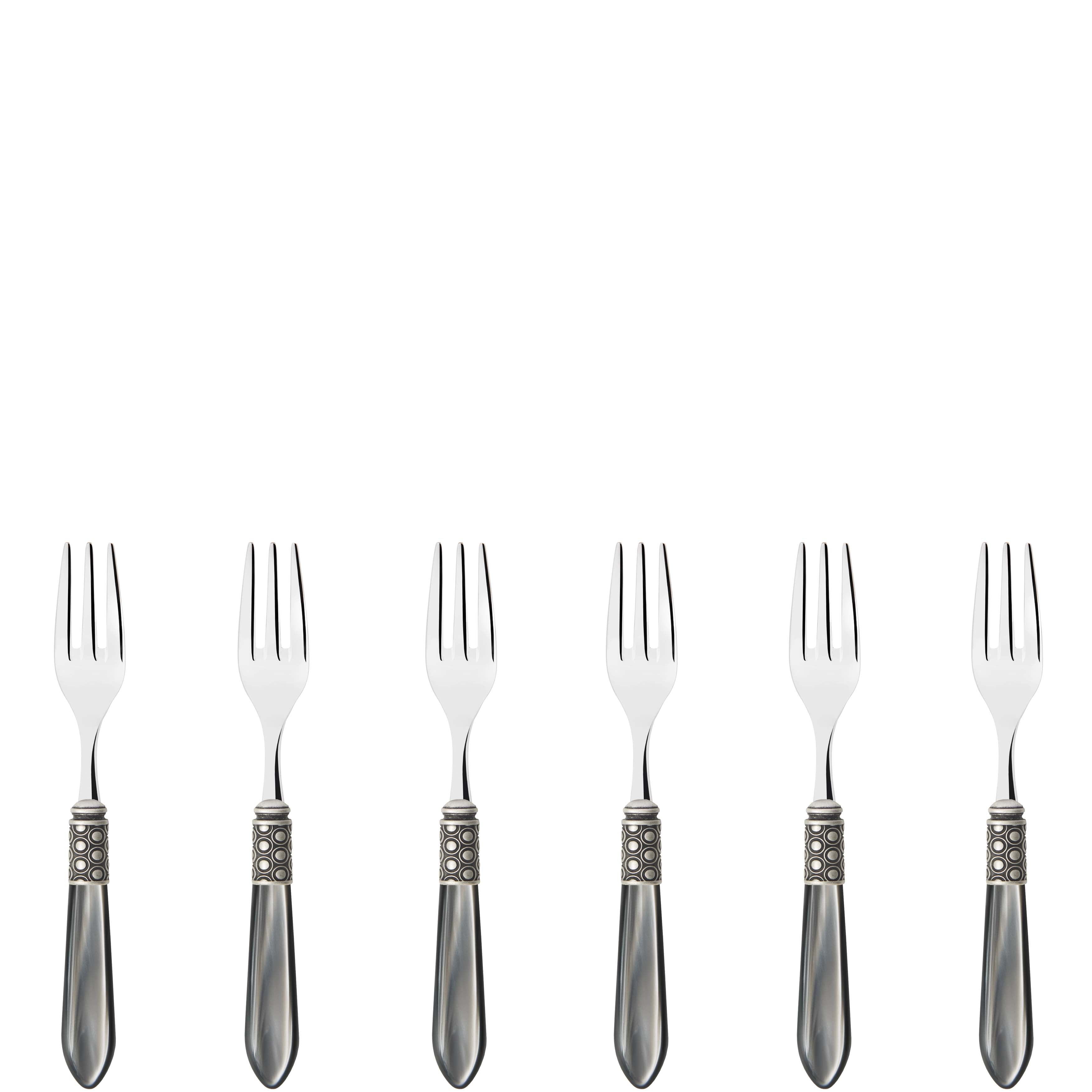 Optical Antique Cocktail / Cake Fork Set in gift box - gray