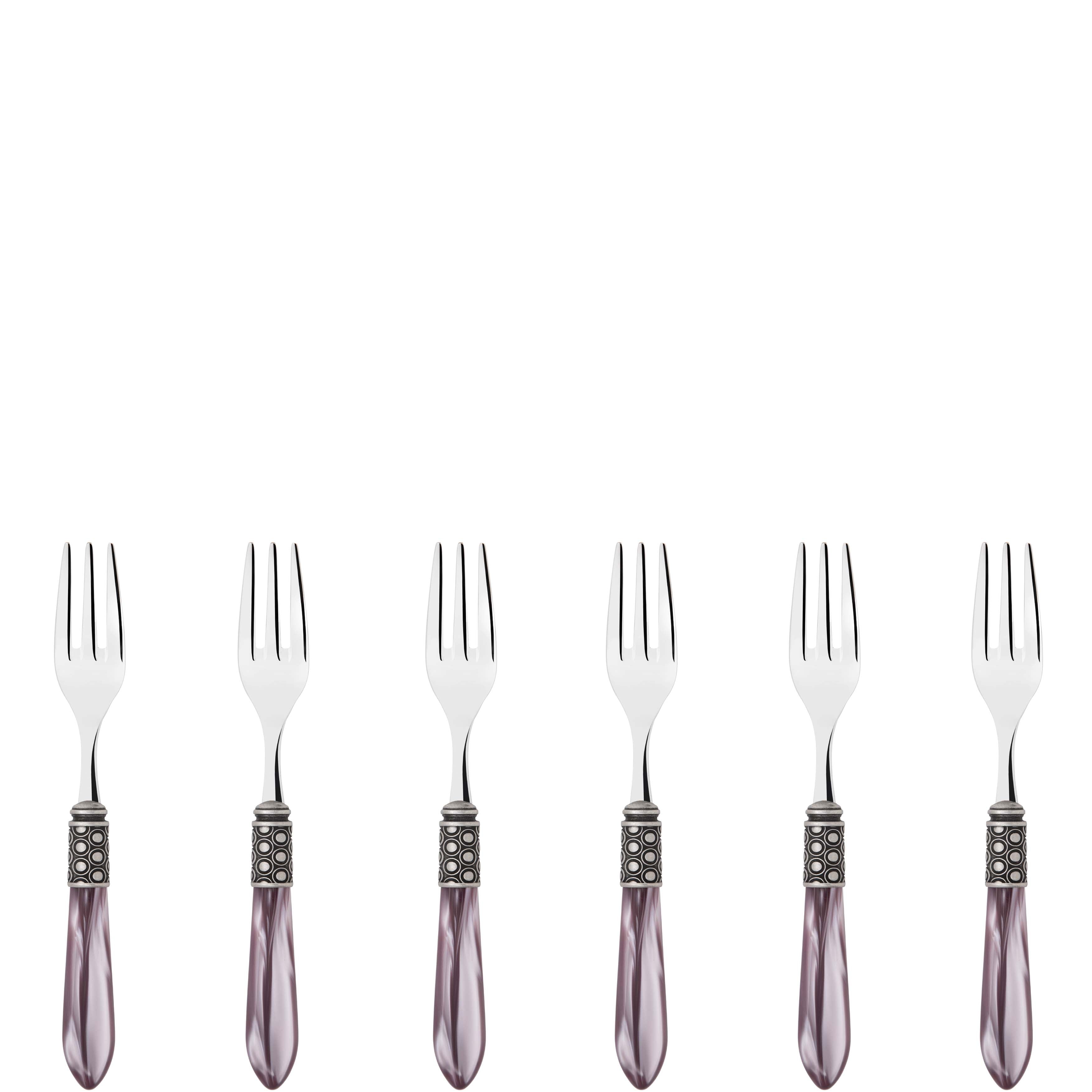 Optical Antique Cocktail / Cake Fork Set in gift box - lilac