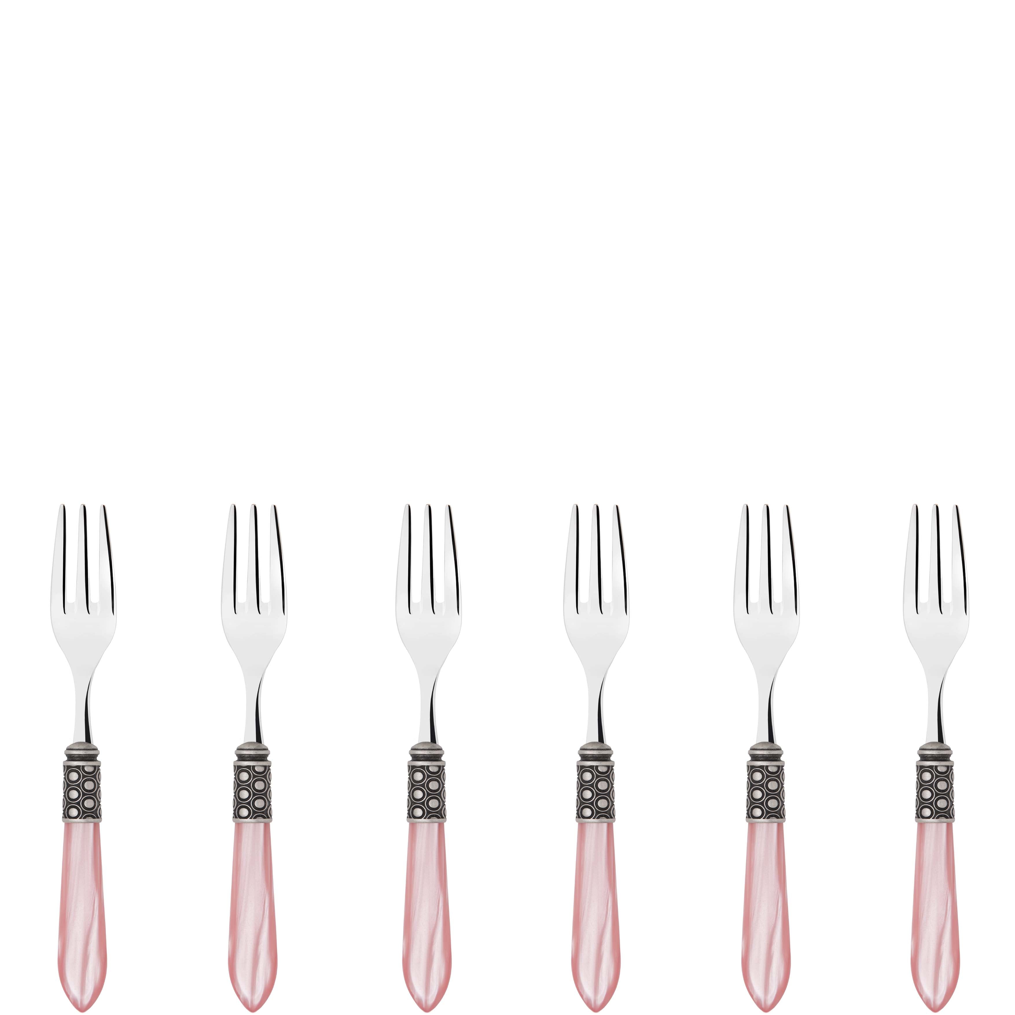 Optical Antique Cocktail / Cake Fork Set in gift box - pink
