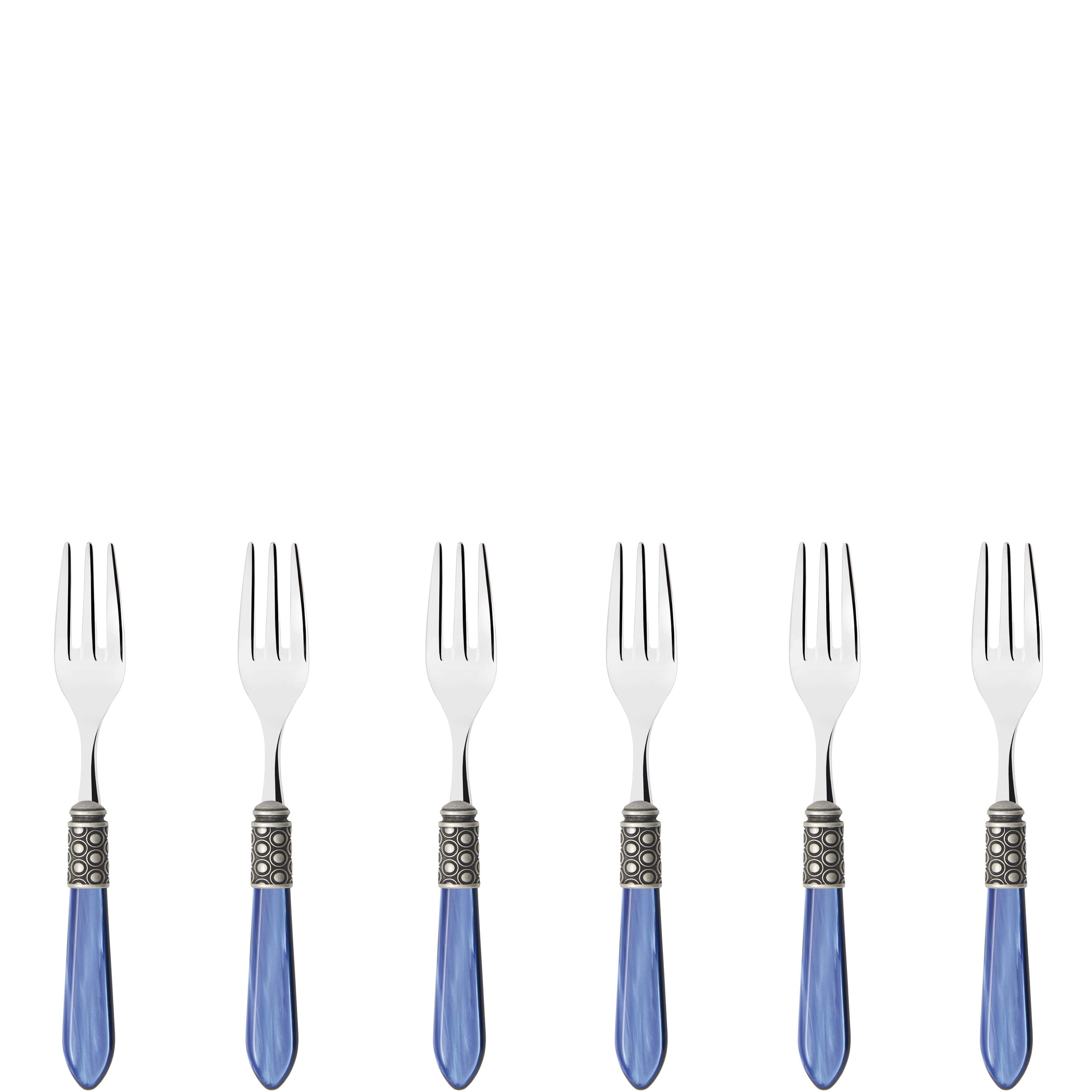 Optical Antique Cocktail / Cake Fork Set in gift box - royal blue