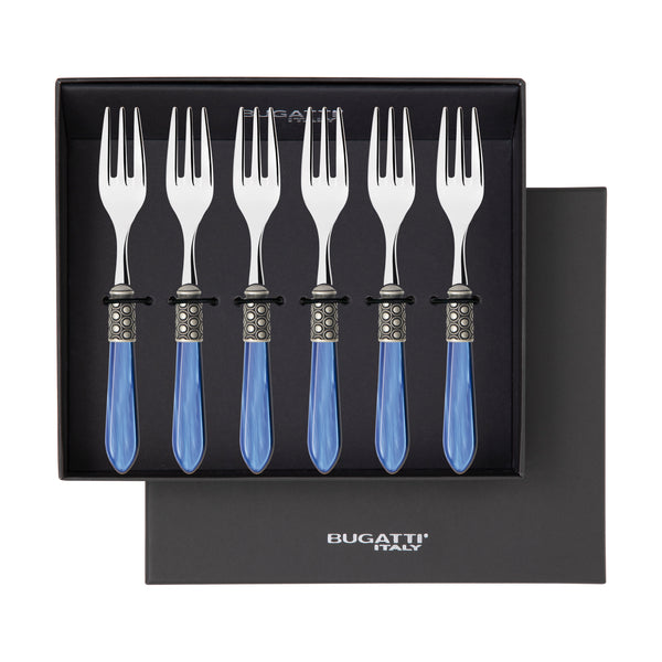 Optical Antique Cocktail / Cake Fork Set in gift box - Royal Blue