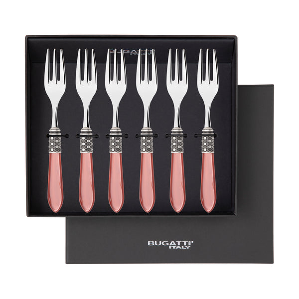 Optical Antique Cocktail / Cake Fork Set in gift box - Rust