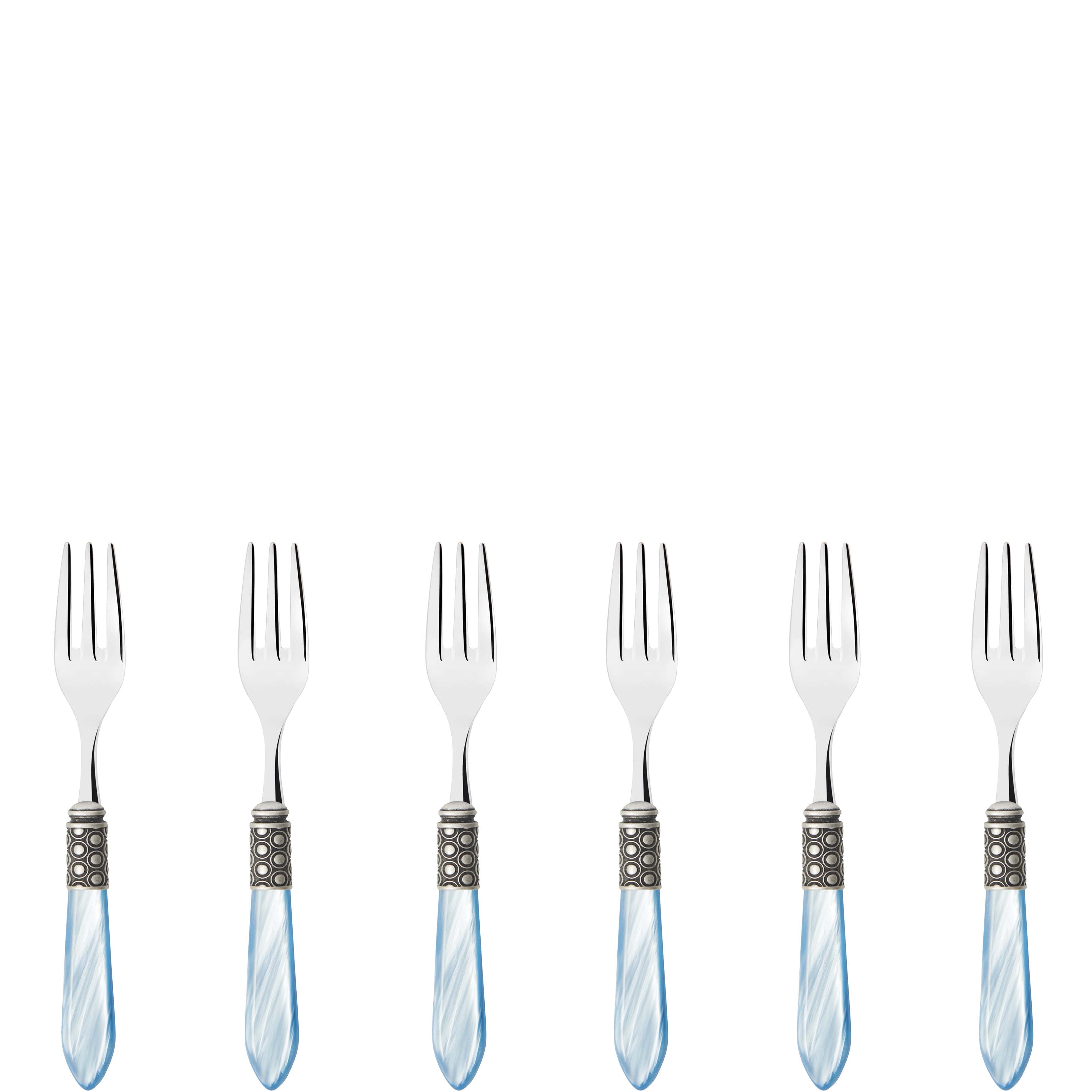 Optical Antique Cocktail / Cake Fork Set in gift box - sky blue