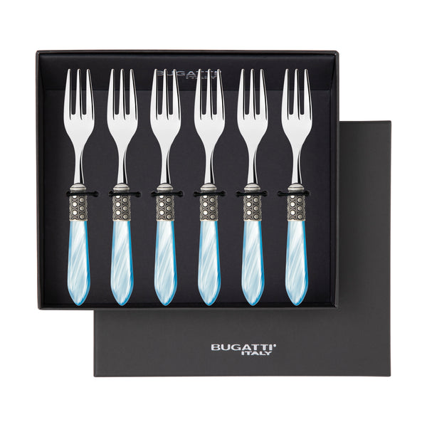 Optical Antique Cocktail / Cake Fork Set in gift box - Sky Blue