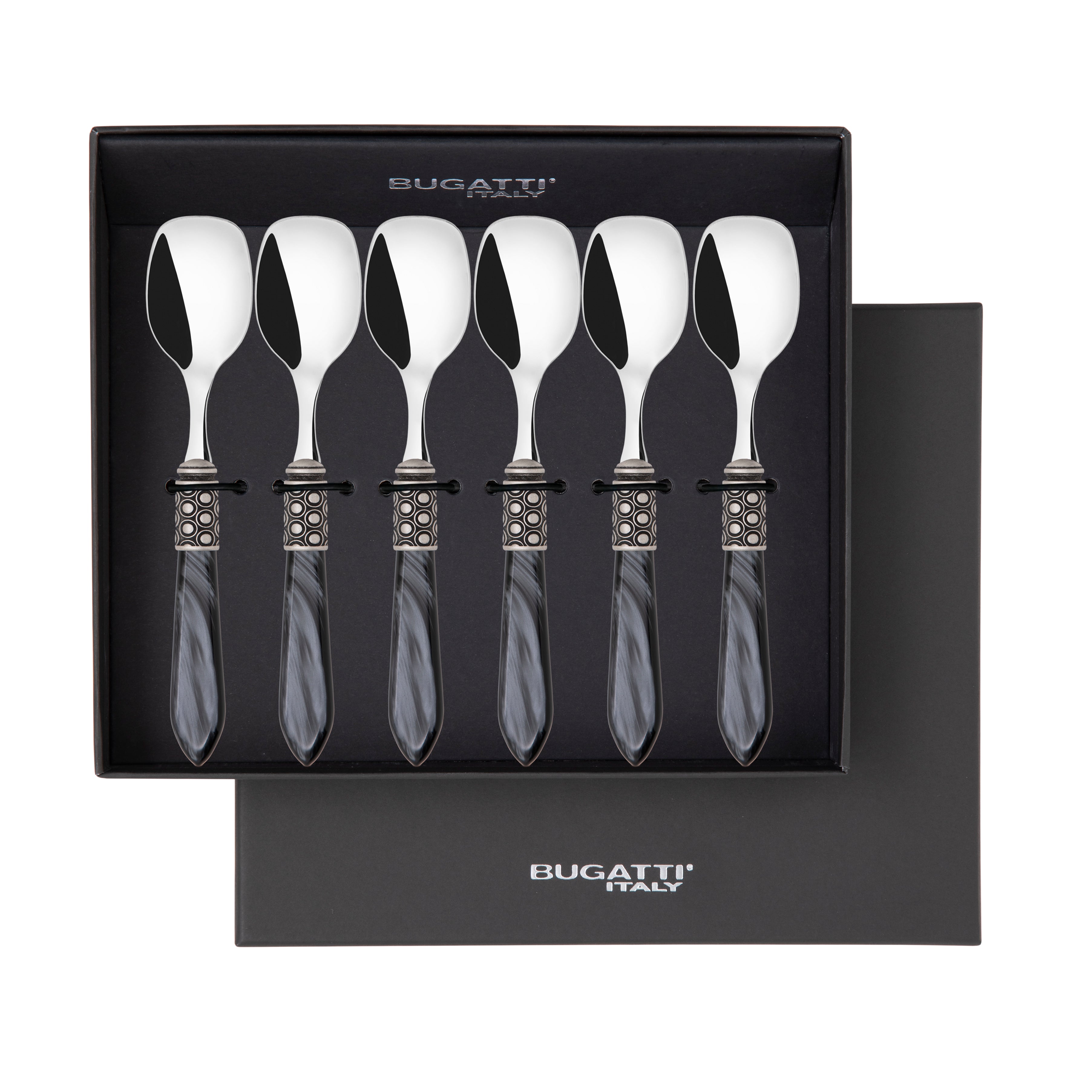 Optical Antique Ice Cream Spoons Set in gift box - charcoal