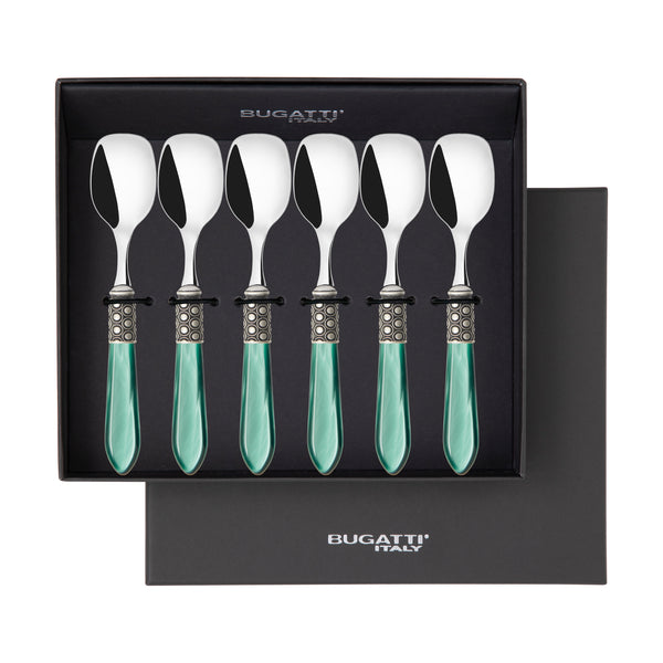 Optical Antique Ice Cream Spoons Set in gift box - Emerald Green