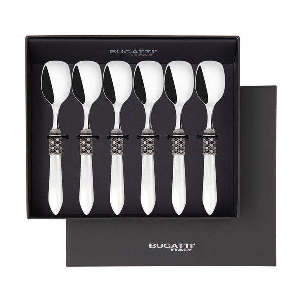 Optical Antique Ice Cream Spoons Set in gift box - White