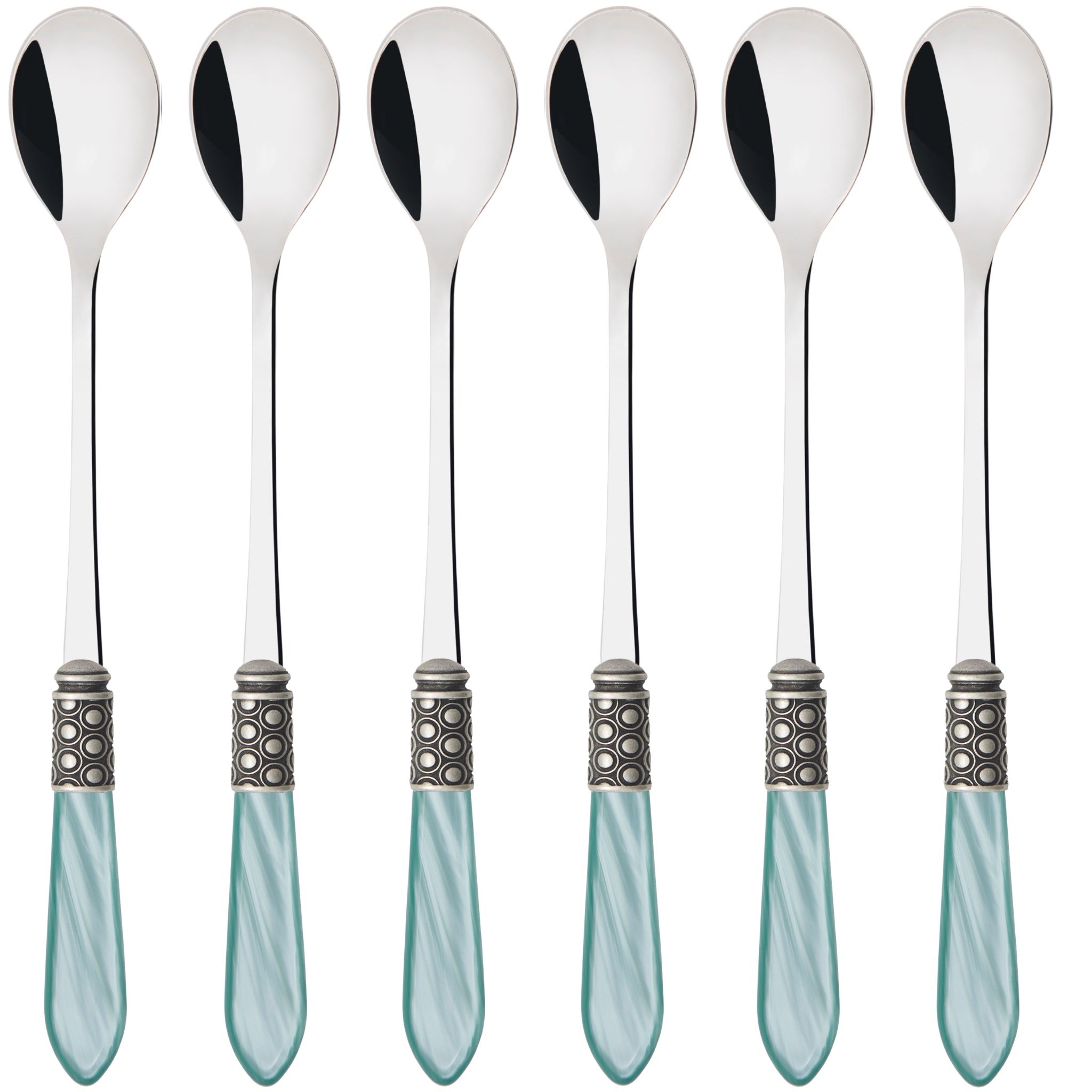 Optical Antique Ice Tea / Cocktail Spoon Set - Aqua