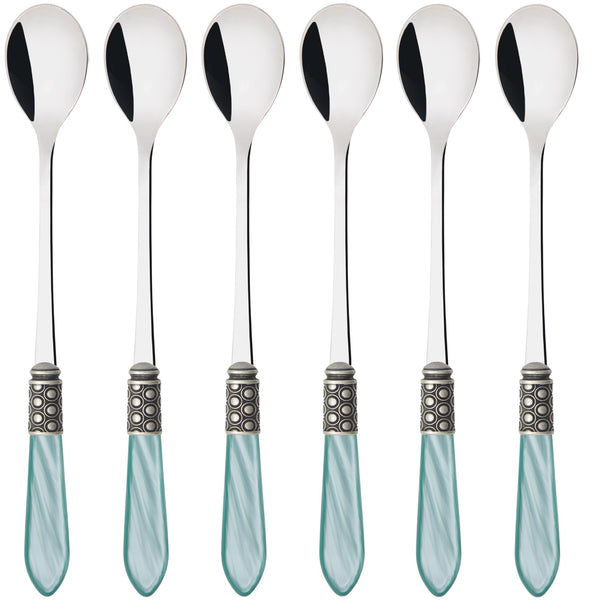 Optical Antique Ice Tea / Cocktail Spoon Set - Aqua