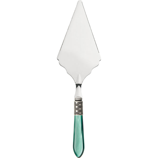 Optical Antique Large Cake Server Serrated - Emerald Green
