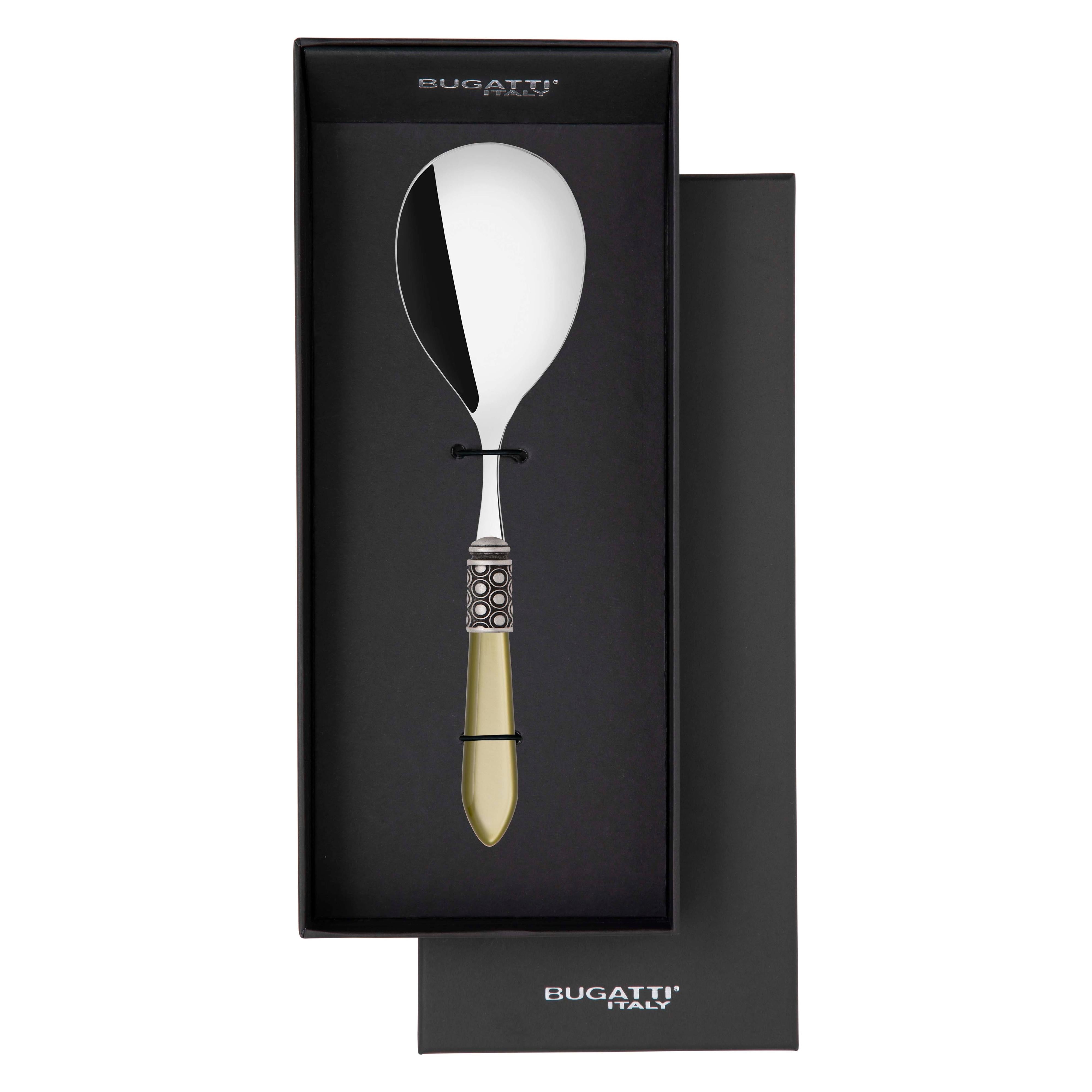 Optical Antique Rice Casserole Serving Spoon in gift box - chartreuse green
