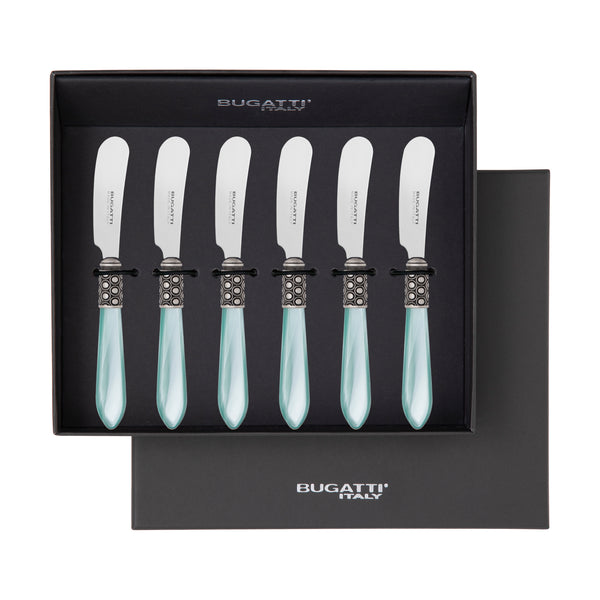 Optical Antique Spreader / Butter Knife Set - Aqua