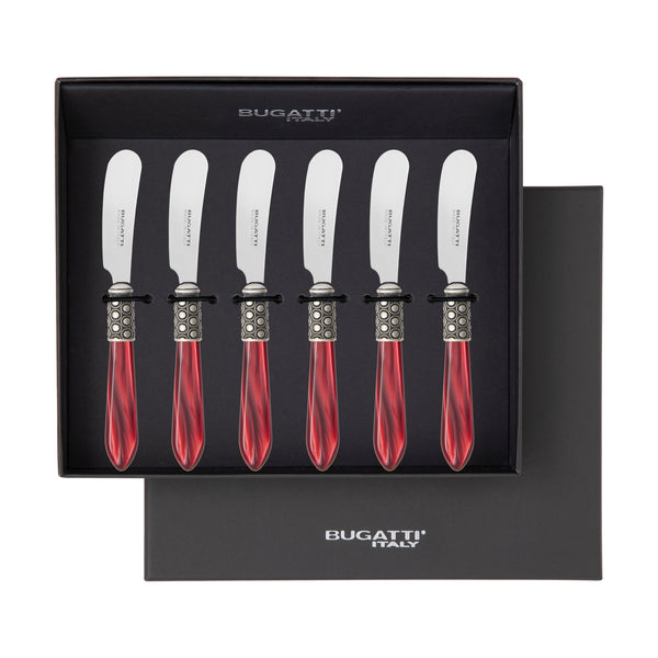 Optical Antique Spreader / Butter Knife Set -  Burgundy
