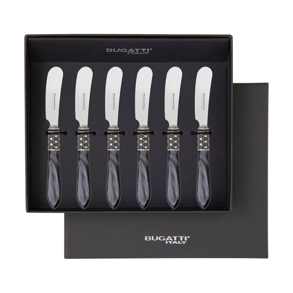 Optical Antique Spreader / Butter Knife Set - Charcoal