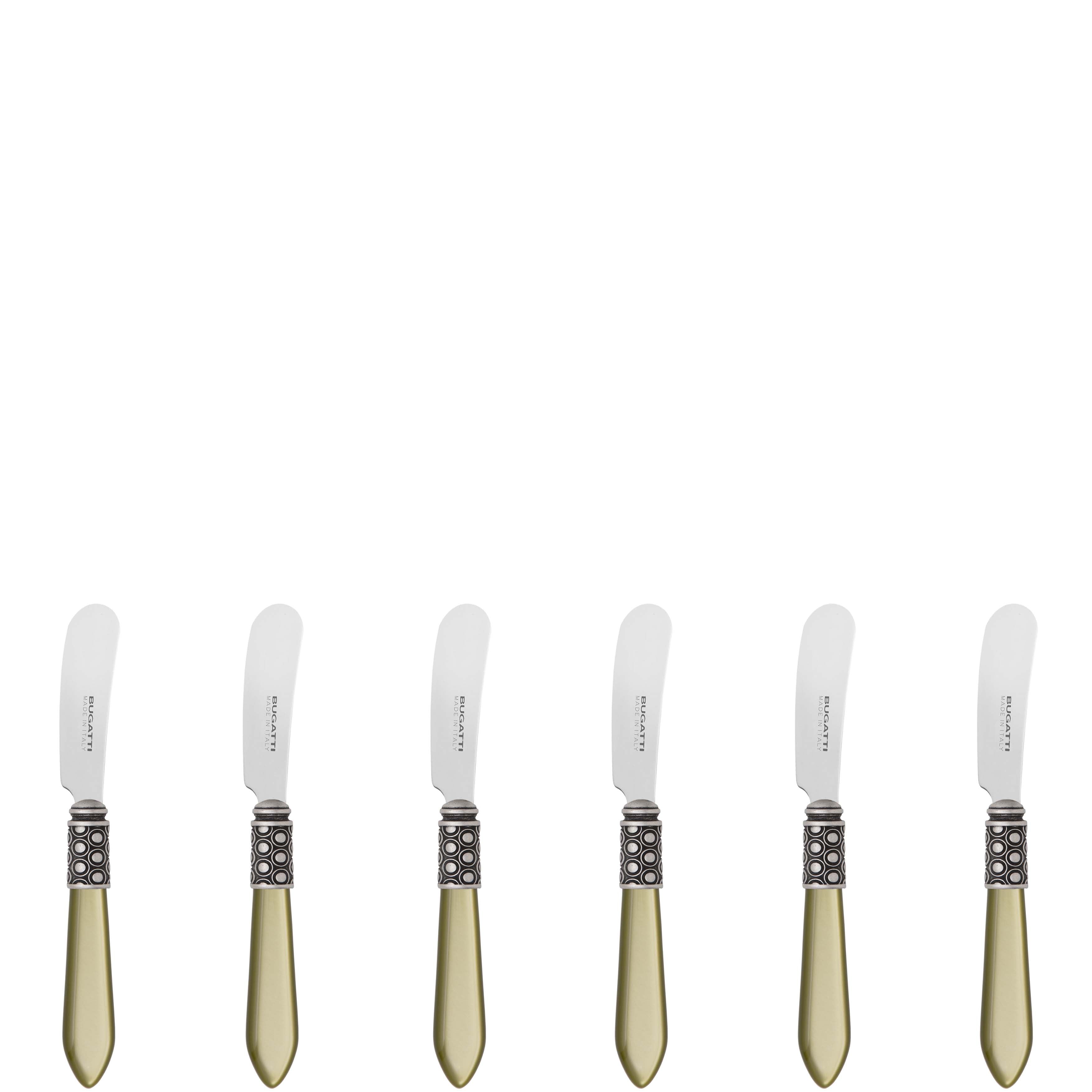 Optical Antique Spreader / Butter Knife Set - chartreuse green