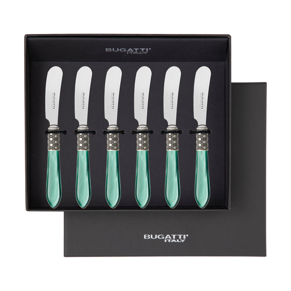 Optical Antique Spreader / Butter Knife Set - Emerald Green