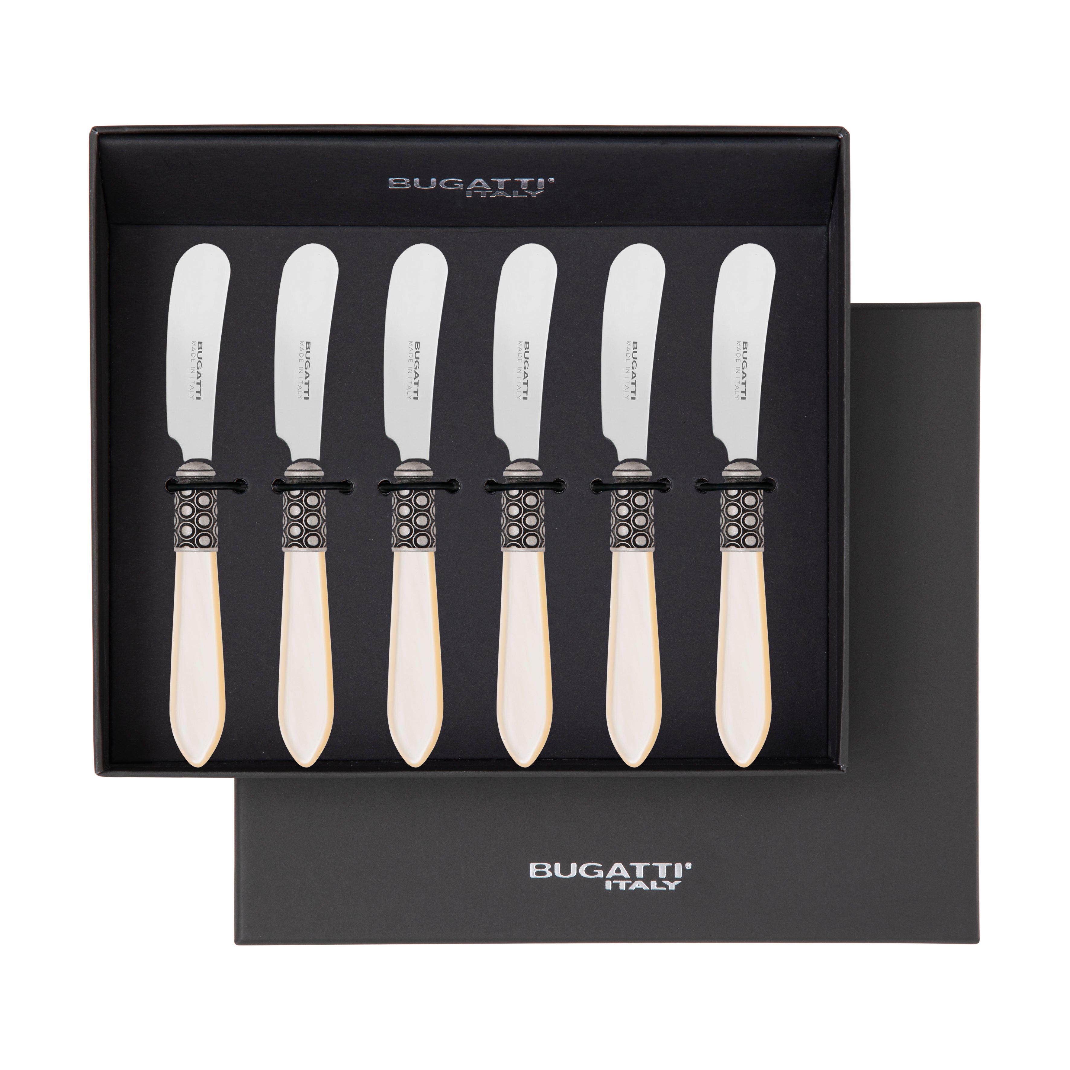Optical Antique Spreader / Butter Knife Set - Ivory