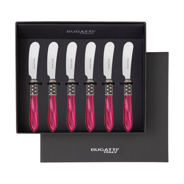 Optical Antique Spreader / Butter Knife Set - Raspberry