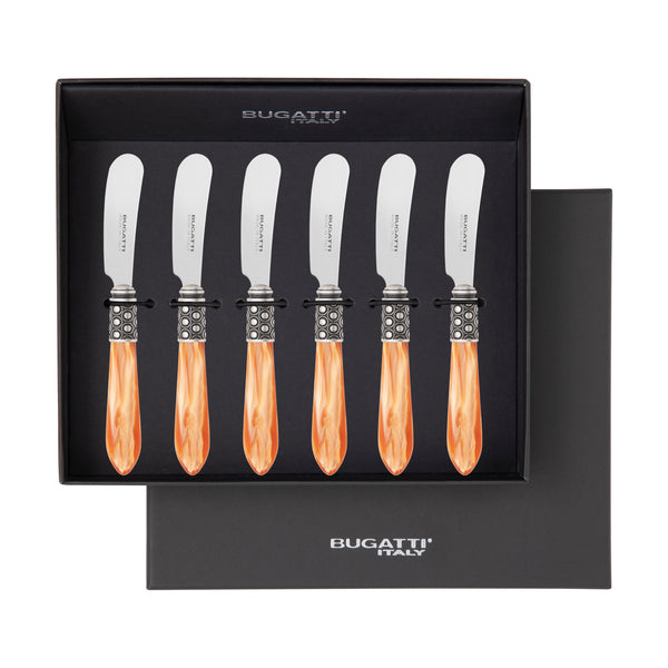 Optical Antique Spreader / Butter Knife Set - Tangerine