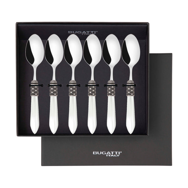 Optical Antique 6 Piece Coffee Spoon Set in gift box - White-Casa Bugatti USA