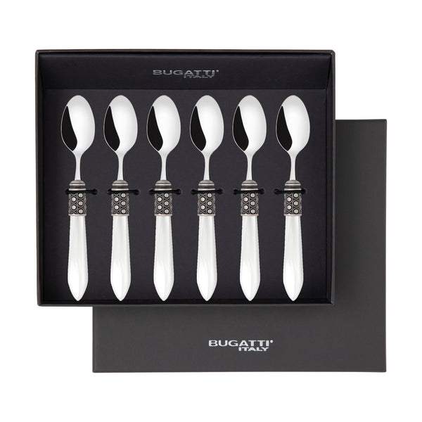 Optical Antique 6 Piece Moka Spoon Set in gift box white-Casa Bugatti USA