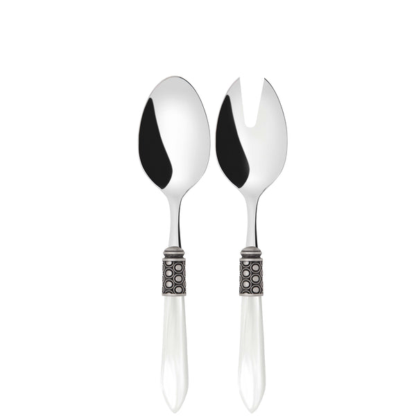 Optical Antique 2 Piece Salad Servers - White-Casa Bugatti USA